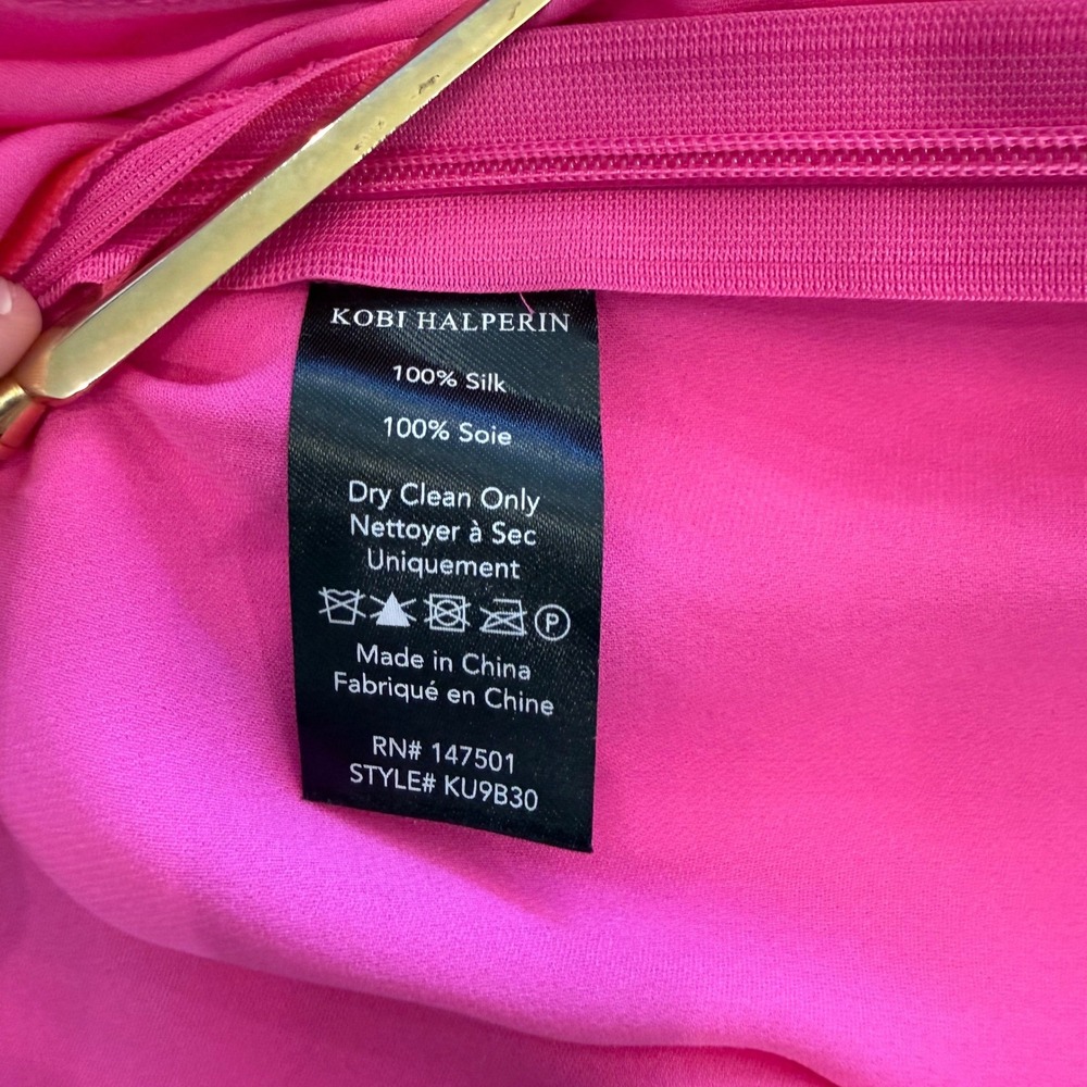 Kobi Halperin Hot Pink Silk Ruffle Blouse Size M Barbiecore Coquette - Picture 7 of 9